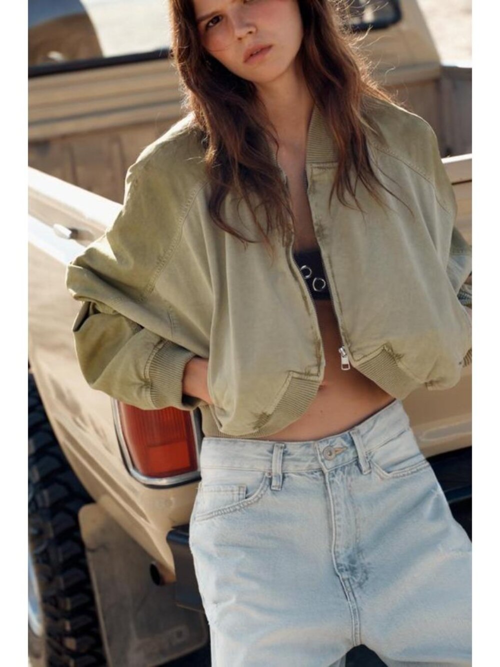 ZARA WASHED EFFECT BOMBER JACKET